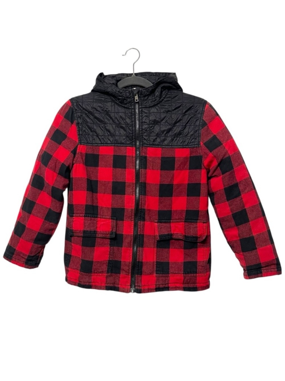 TUCKER TATE Red Plaid Hooded Zip Jacket M